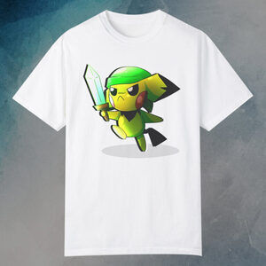 Pokemon T-Shirt Pikachu Link Legend Of Zelda Funny Crossover Graphic Tee
